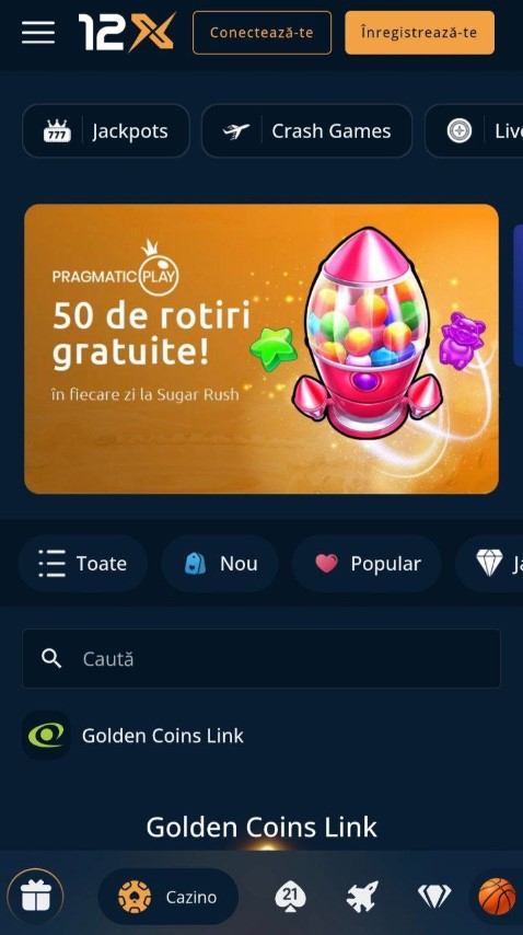 Caută sloturi și revendică rotiri gratuite în aplicație