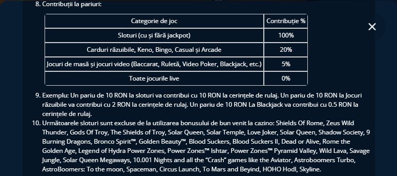 Verifică contribuția jocurilor la cerințele de rulaj 12Bet